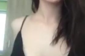 hot teen teasing her tits and nipple slip on Periscope