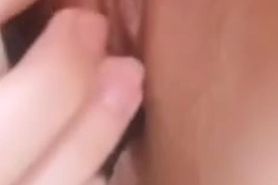 Close up pink pussy lips masturbation