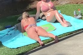 Caught White Girls with Fat Asses Sun-Bathing (Almost Caught)
