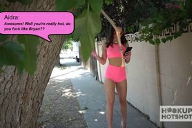 Brunette girl Aidra Fox meets online date for rough sex