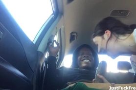 Brunette Teen Girl Gives Great Head In The Car