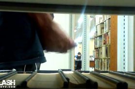 Dickflash for asian girl in library