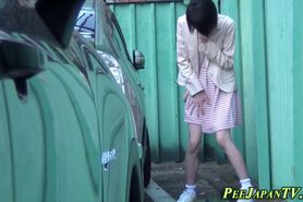 Asian babe pees herself