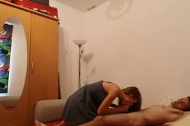 Giving a Blowjob to My Boyfriend while Dressed Up