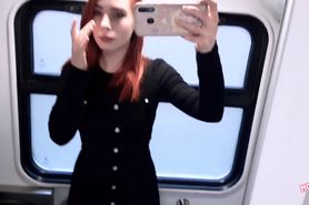 Girl PISSING on a Train ( Masturbation in a Public Toilet )?MollyRedWolf
