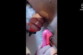 Making me cum and shake with clit sucking toy my pussy dripping wet