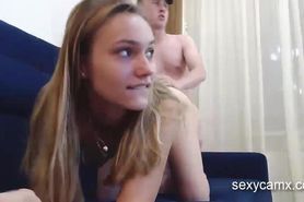 Cute teen blonde gets cum all over ass after rough pounding live at sexycamx.com