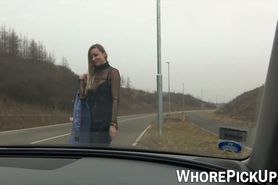 WHORE PICK UP - Prostitute on the streets enjoys getting banged in a car
