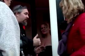 Amateur couple visit a big tits Dutch hooker for sex