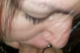 Massive Facial While She Licks Her Big Boobs