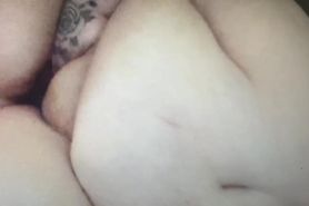 Tattooed SSBBW plays with her fat pussy and CUMS