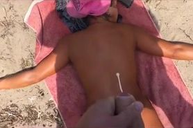 Great Cum Shot on Nude Sun Bather