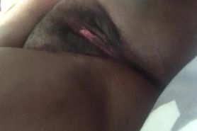 Rubbing hairy pussy for daddy