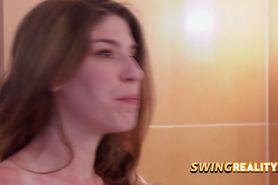 Hot sexologist convinced amateurs couples to fuck at the swinger mansion and live the red room