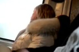 Dickflash for blonde on bus