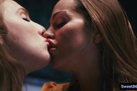 Abigail Mac kisses Lena Paul and dives her head between her breasts