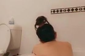 Nerdy Teen Shows Tight Holes in the Bath