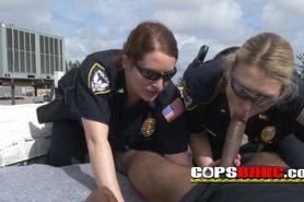 Big booty MILF officer is riding a suspect BBC in public