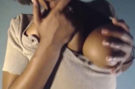 Stunning Curly ebony with natural big busty and long nails.mp4