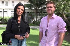 Jasmine Jae brings her young boy toy along for a POV fucking