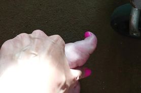 Pink toenails on my numb feet