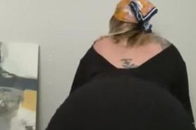 fat ass white girl shakes her ass at work