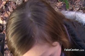 Casting agent fucking babe outdoors