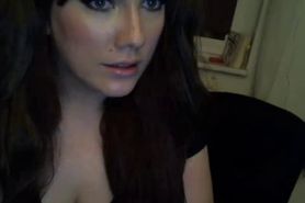 Brunette girl shows her tits front webcam