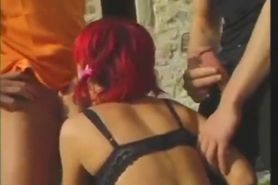 Sexy Luna - Redhead Italian Teen fucked by two guys
