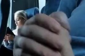Flash Curious Blonde Teen on Bus