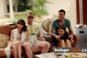 Couples enjoy having a pre party meeting at the swingers house