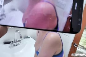 Stepson meets his stepmom in the bathroom for a doggystyle session