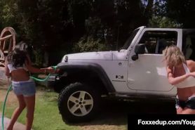Young Black Jenna Fox Has Car Wash Sex With Shy Love!