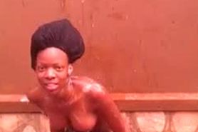 Horny African teen naked outdoor