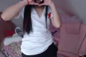 Beautiful asian dance on webcam