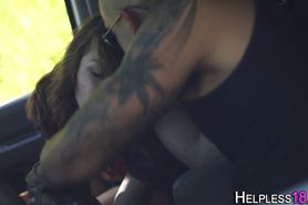 Tied up hitchhiker fucked