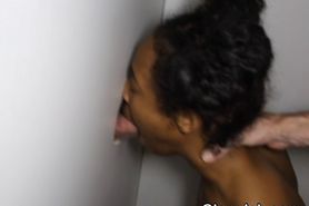 Black Amateur Down On Her Knees Sucking At Glory Hole