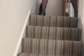 Annabel’s pussy play on the stairs