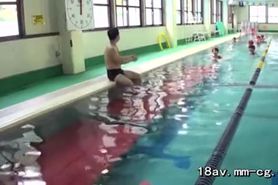 teen girl sukcing in pool
