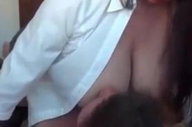 Homemade video with brunette with big Tits