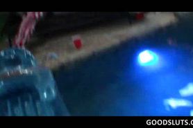 College sluts fucked in gangbang at pool party