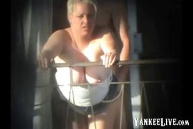 sex and balcony Voyeur get caught