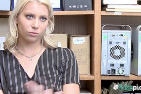 Deep throat the the store office by a horny petite tee