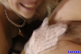 Mature euro goes lesbian with teen blonde