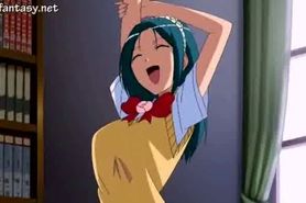 Horny anime maid freting cock