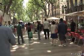 Busty Spanish public walked in underwear