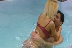 Italian Big Brother. Blonde with Big Tits and G string