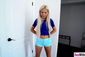 Super skinny blonde teen fucked by her big stepbrother