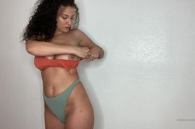 Curly hair big boobs changing bras