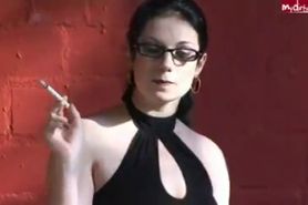 smoking mistress with glasses